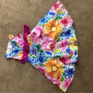 Bonnie Jean Floral Sleeveless Dress with Pink Sash